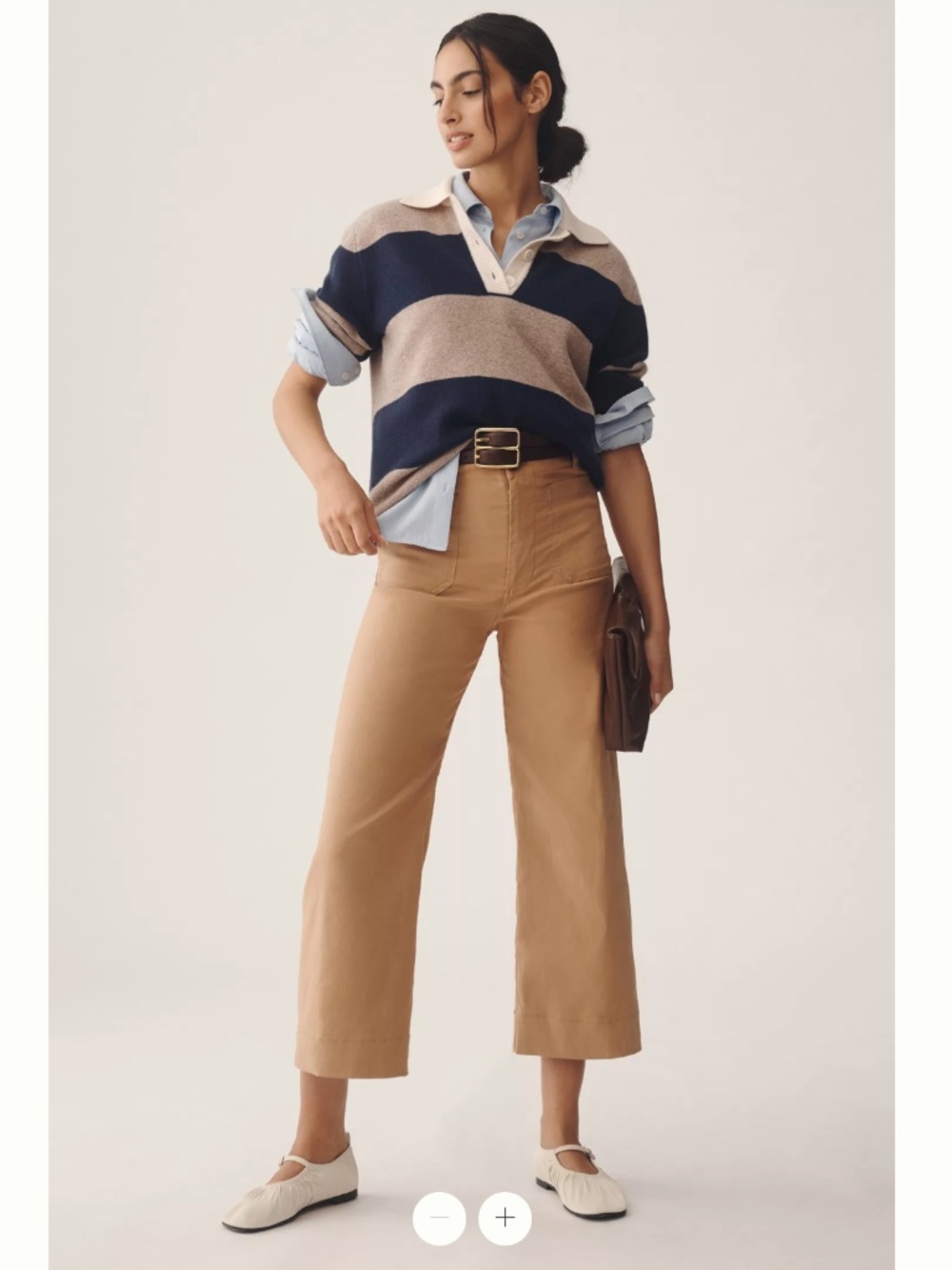 Maeve Tan Wide-Leg Cropped Pants